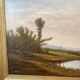 Oil painting of a riverside signed EM