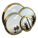 Set of 4 round polished brass mirrors – Moroccan craftsmanship – Vintage style