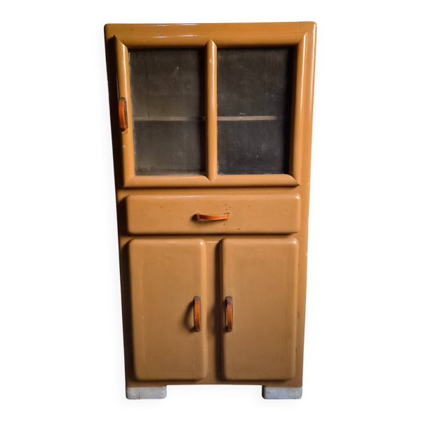 Buffet de cuisine art déco français vintage avec poignées en bakélite, années 1930–1940