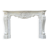 Impressive Louis XV Style Fireplace in Very Fine Carrara Marble