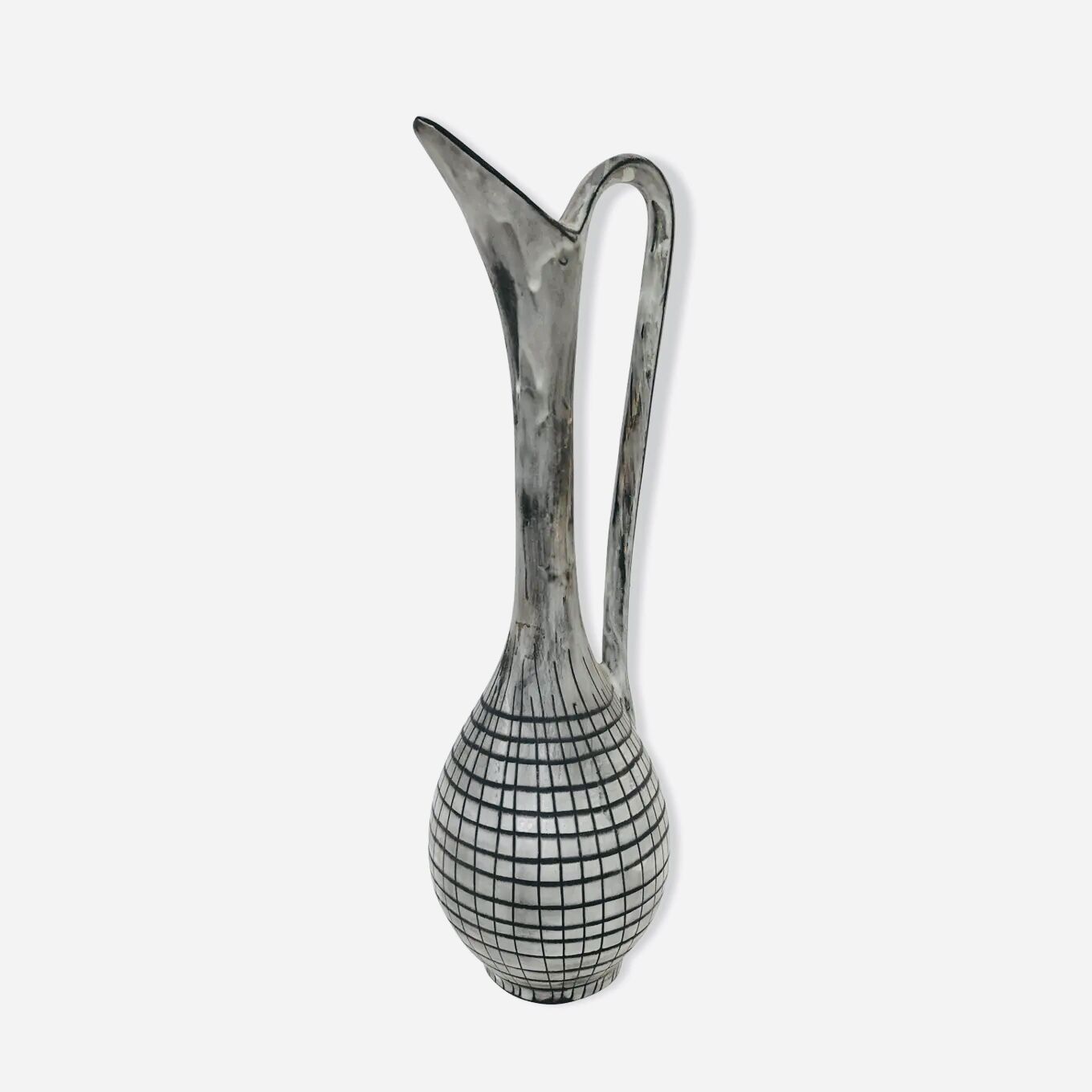 Vintage grey ceramic bud vase, 1970