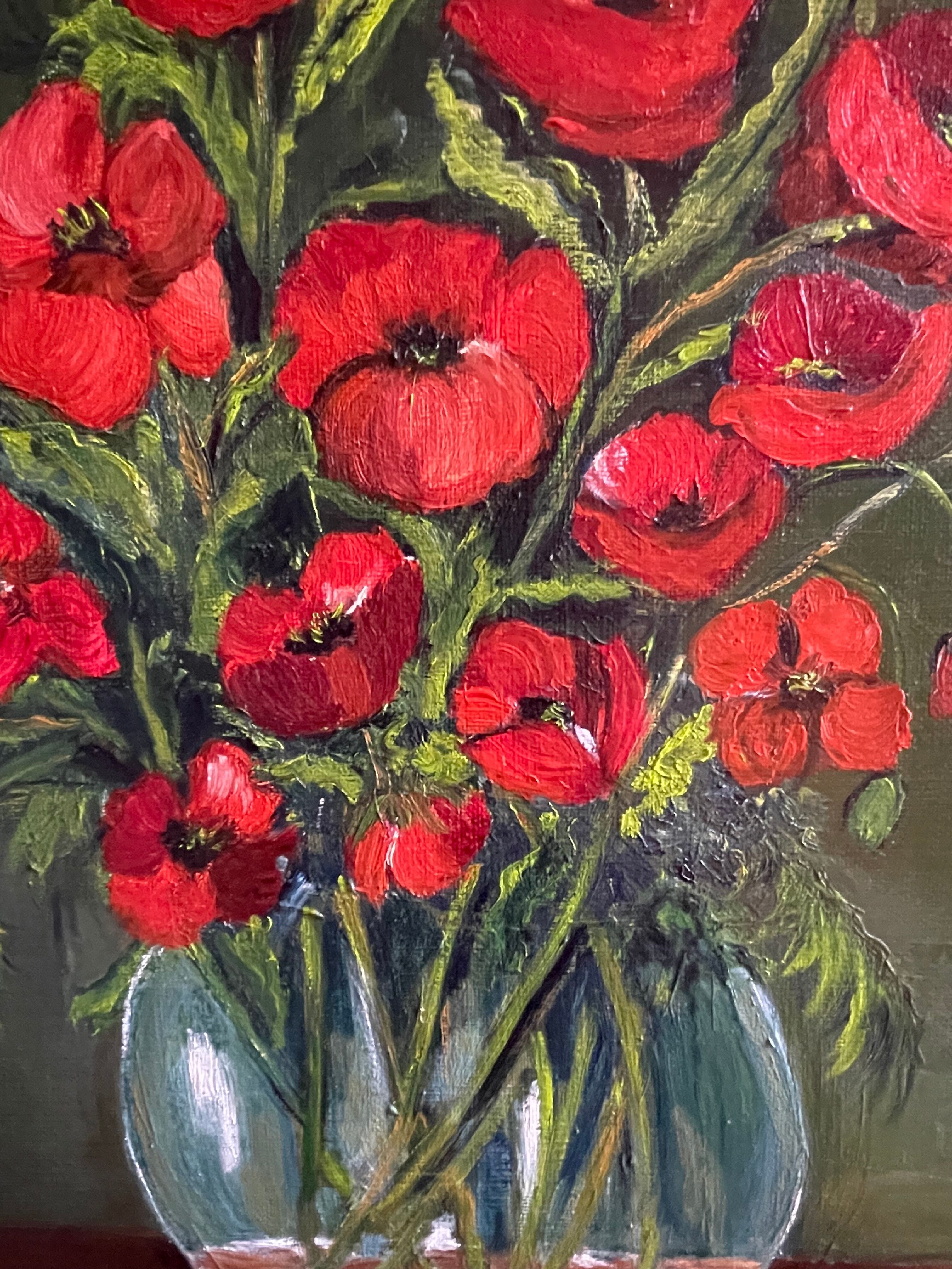 Bouquet de coquelicots huile sur toile