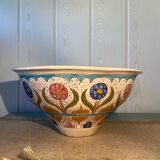 Hand painted enameled ceramic salad bowl