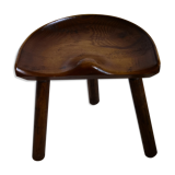 Brutalist olive tripod milking stool "le selou" aveyron