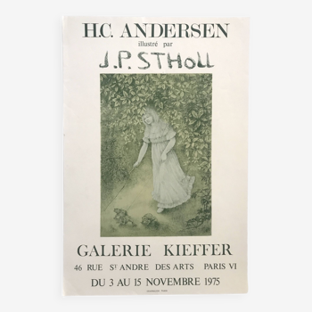 Jean-pierre stholl, galerie kieffer, 1975. affiche originale en lithographie