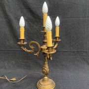 Vintage French Bronze and Brass Table Lamp: Louis XVI Style, 4-Branch C1950