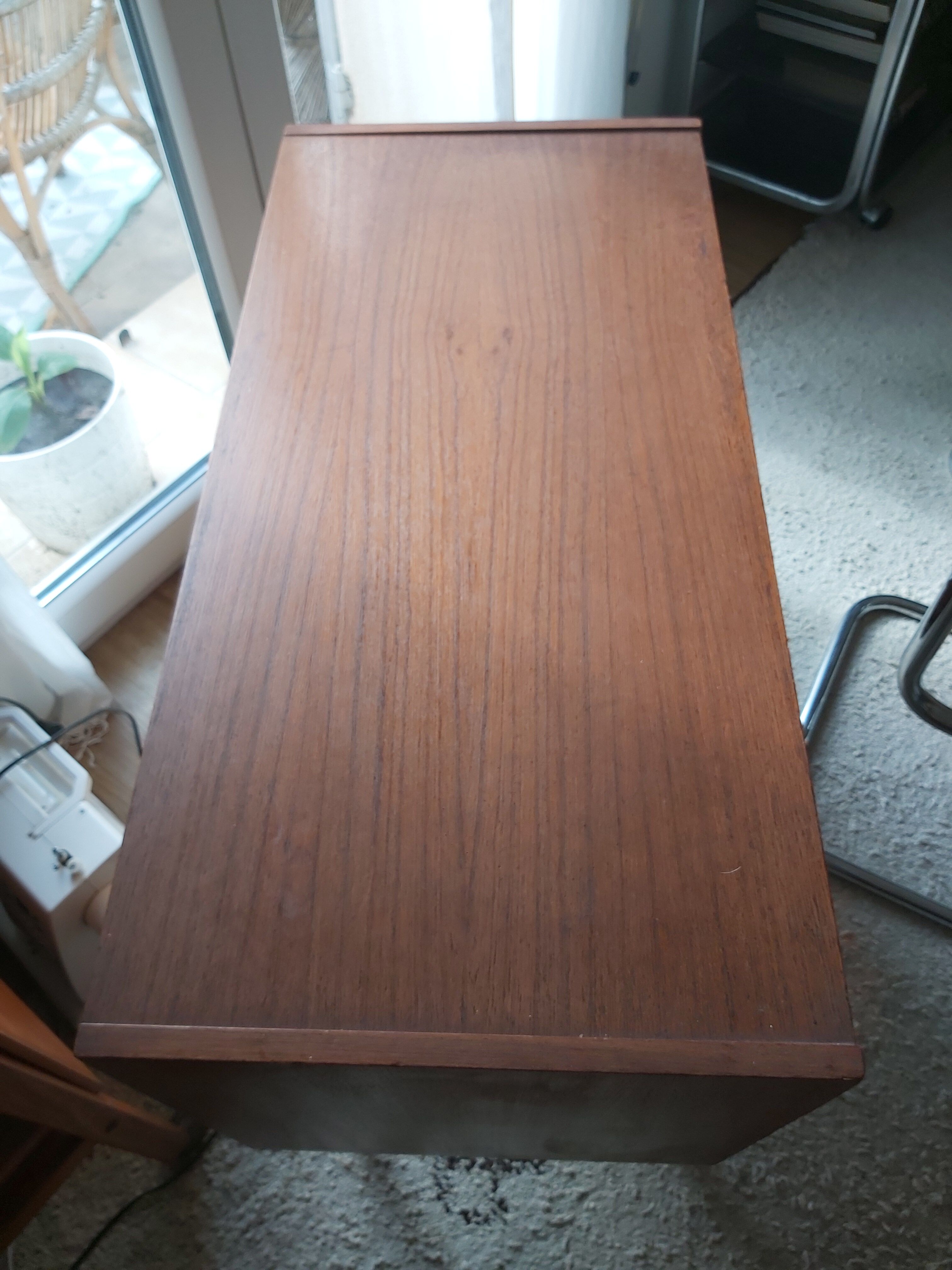 Scandinavian teak bar cabinet on wheels