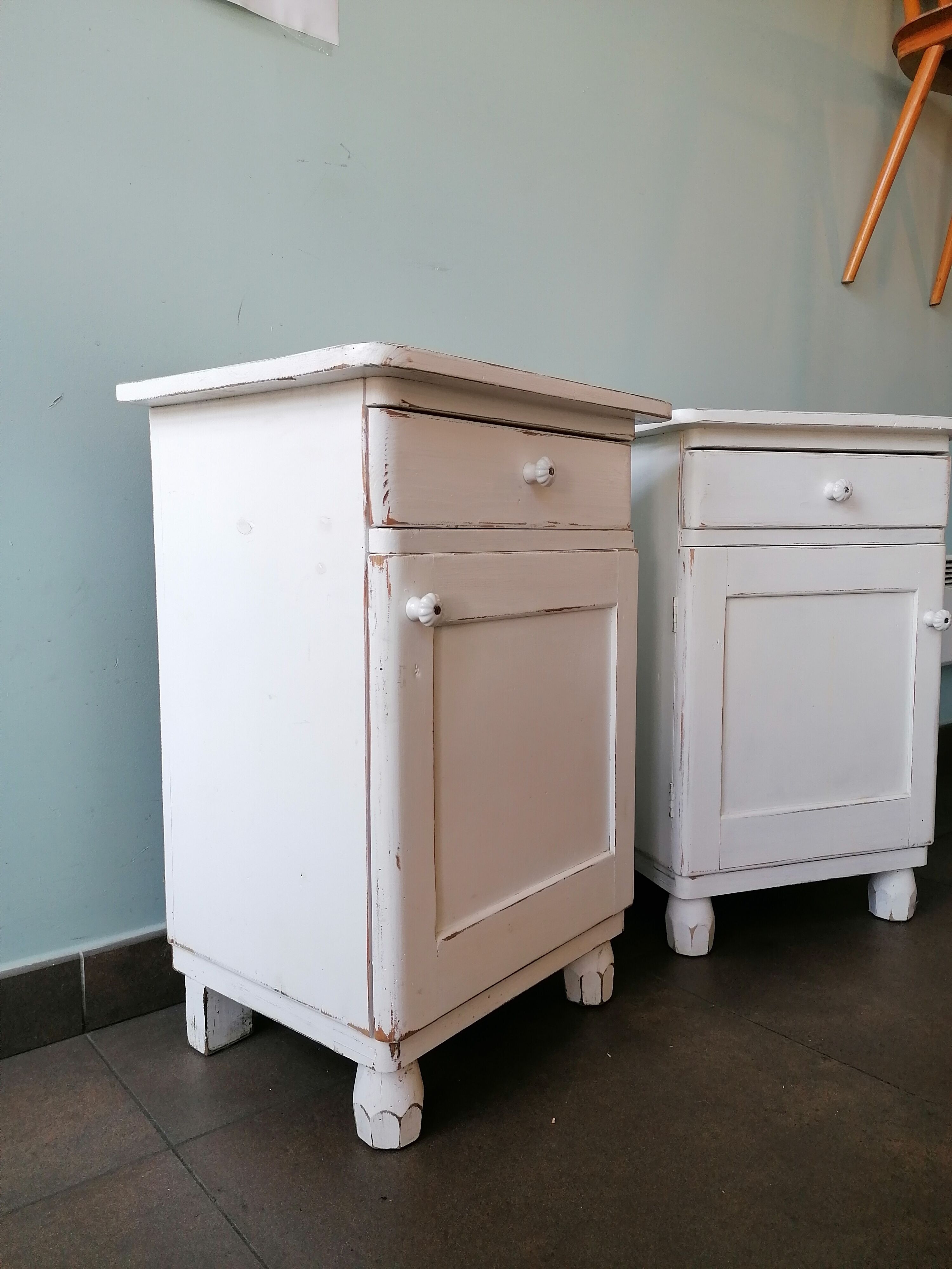 Pair of vintage wooden bedside tables