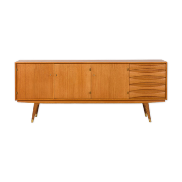Sven Andersen Scandinavian long teak sideboard with 5 drawers, Norway, 1960