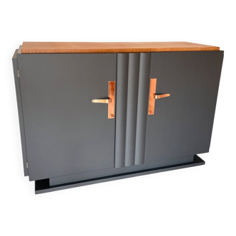 Buffet vintage noir mat et bois brut