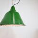 Large vintage industrial green enamel pendant lights, 1960s