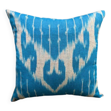Silk Ikat Pillow Cover, Vertical Stripe Medallion Cushion 16x16