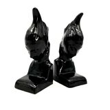 Angelo Minghetti, Art Déco black enamel Bookends, circa 1920, Signed