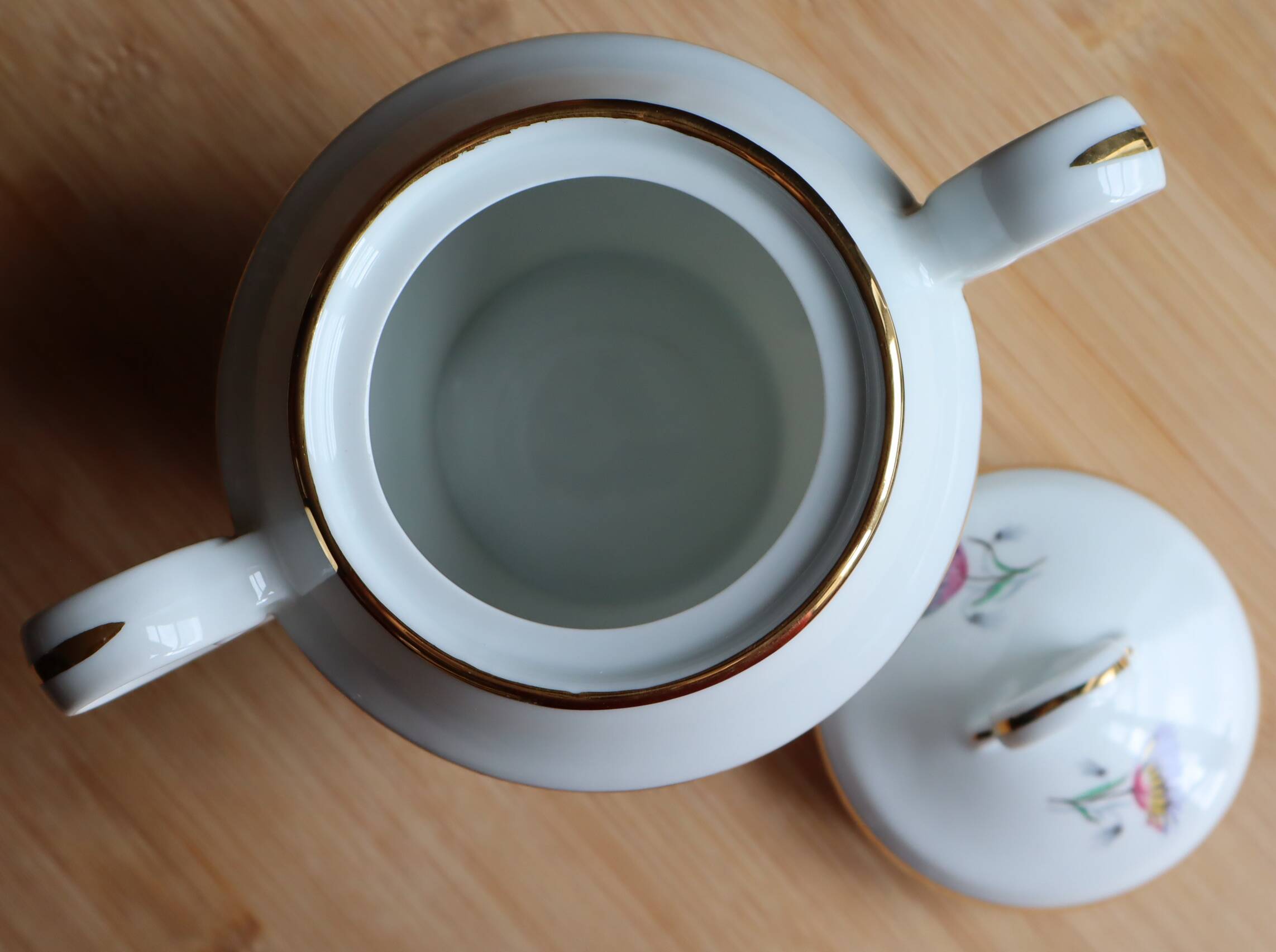 Vintage sugar bowl in fine porcelain - M&S Made in Berry Limoges clay