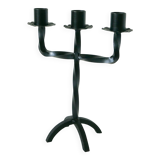 three-light wrought iron candlestick, Brutalist, 1970