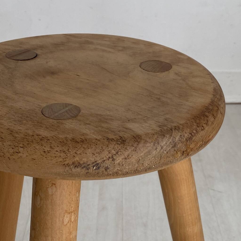 Solid wood tripod stool
