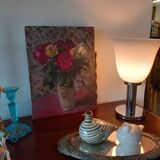 Still life painting with bouquet of roses