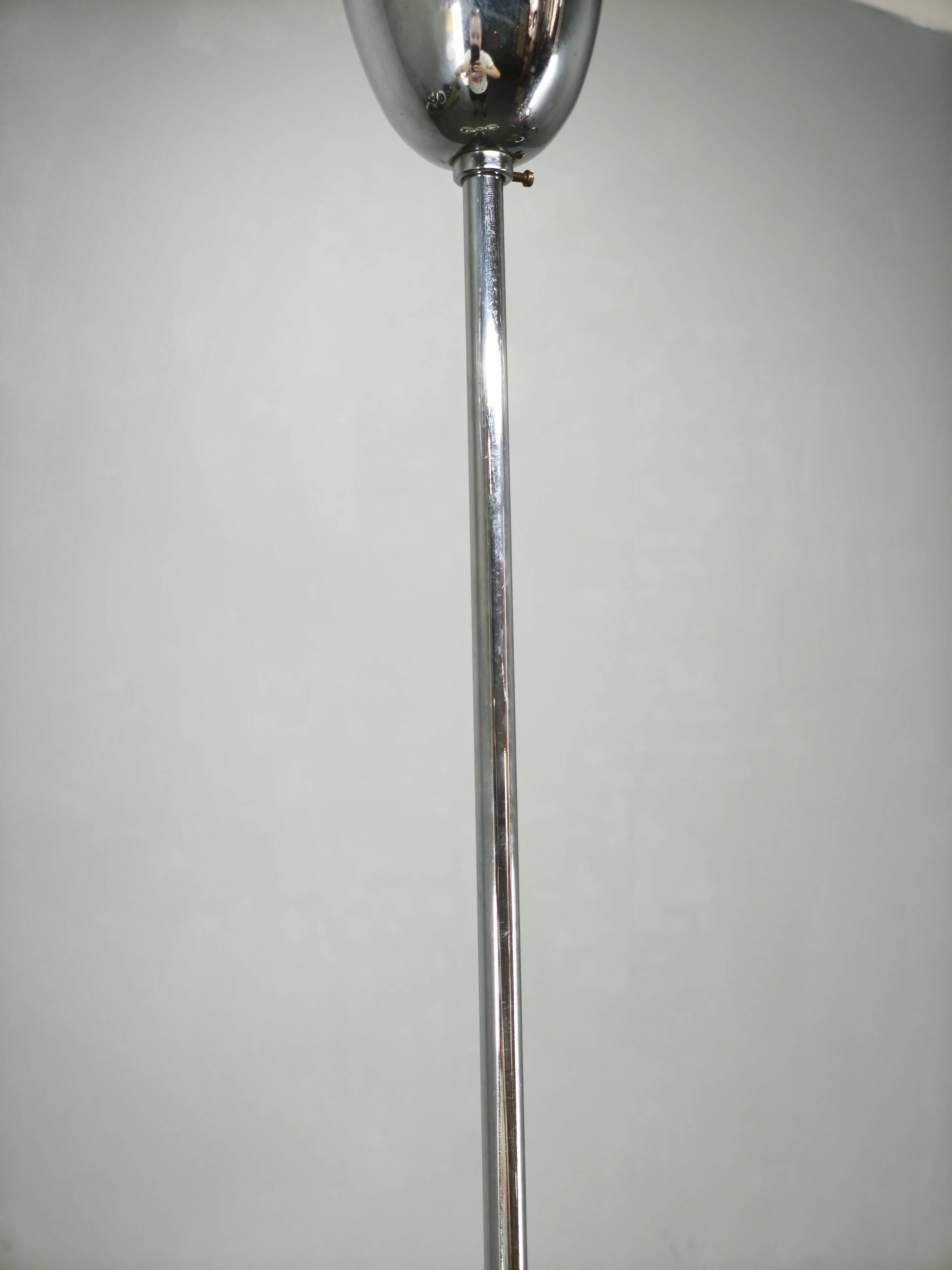 1950s Chrome and Floral Glass Chandelier by Elektroinstala Děčín