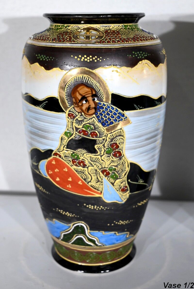 Pair of satsuma vases in japanese porcelain – early twentieth