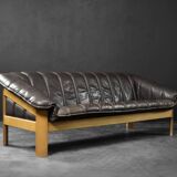 Vintage Mid-Century Modern Danish Brown Leather 3-Seater Sofa, 1970s