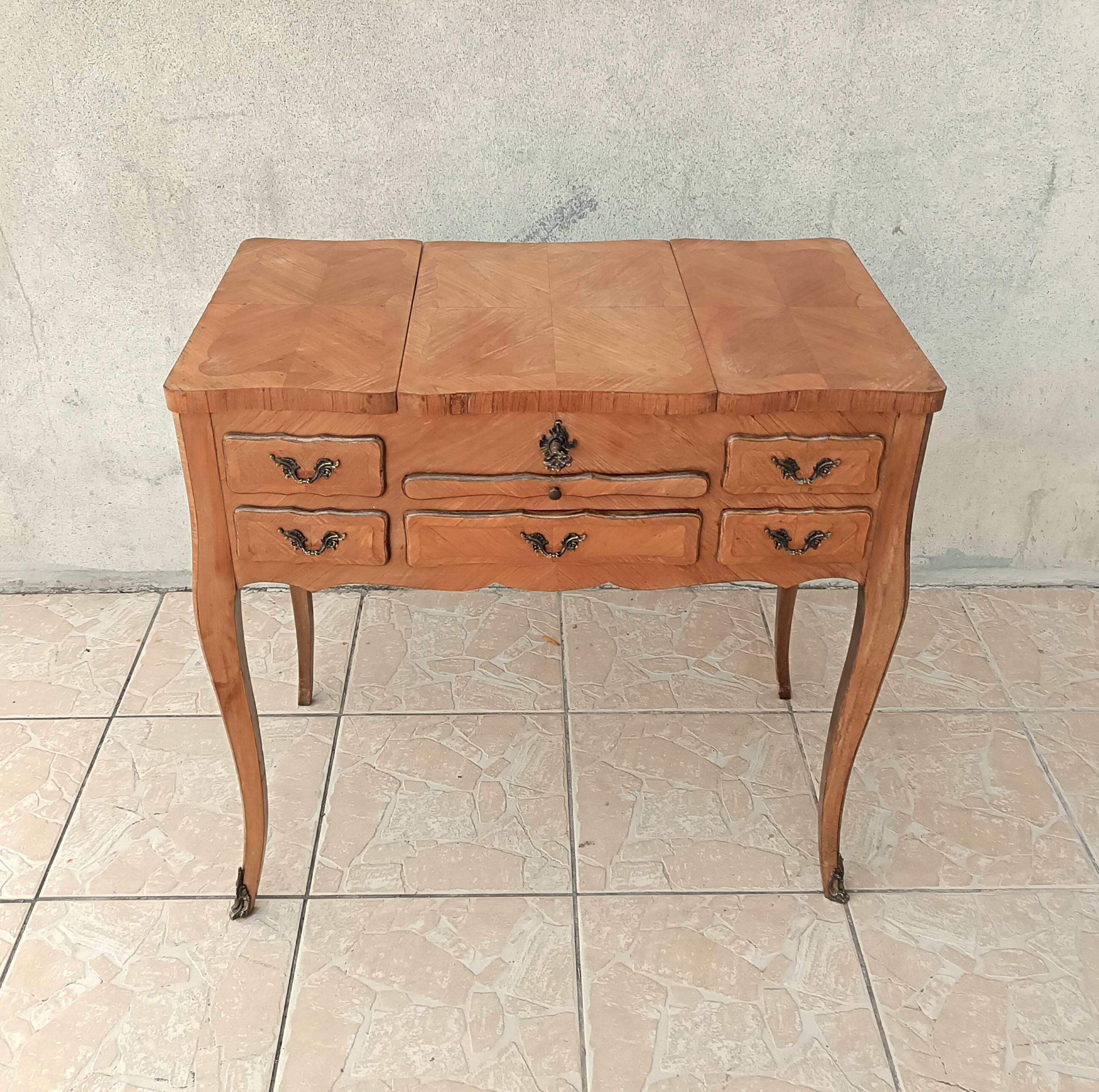 Louis XV style walnut veneer sewing table