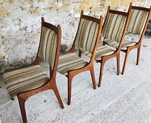 Ensemble de 4 chaises vintage en teck par R. Huber & Co., circa 1960