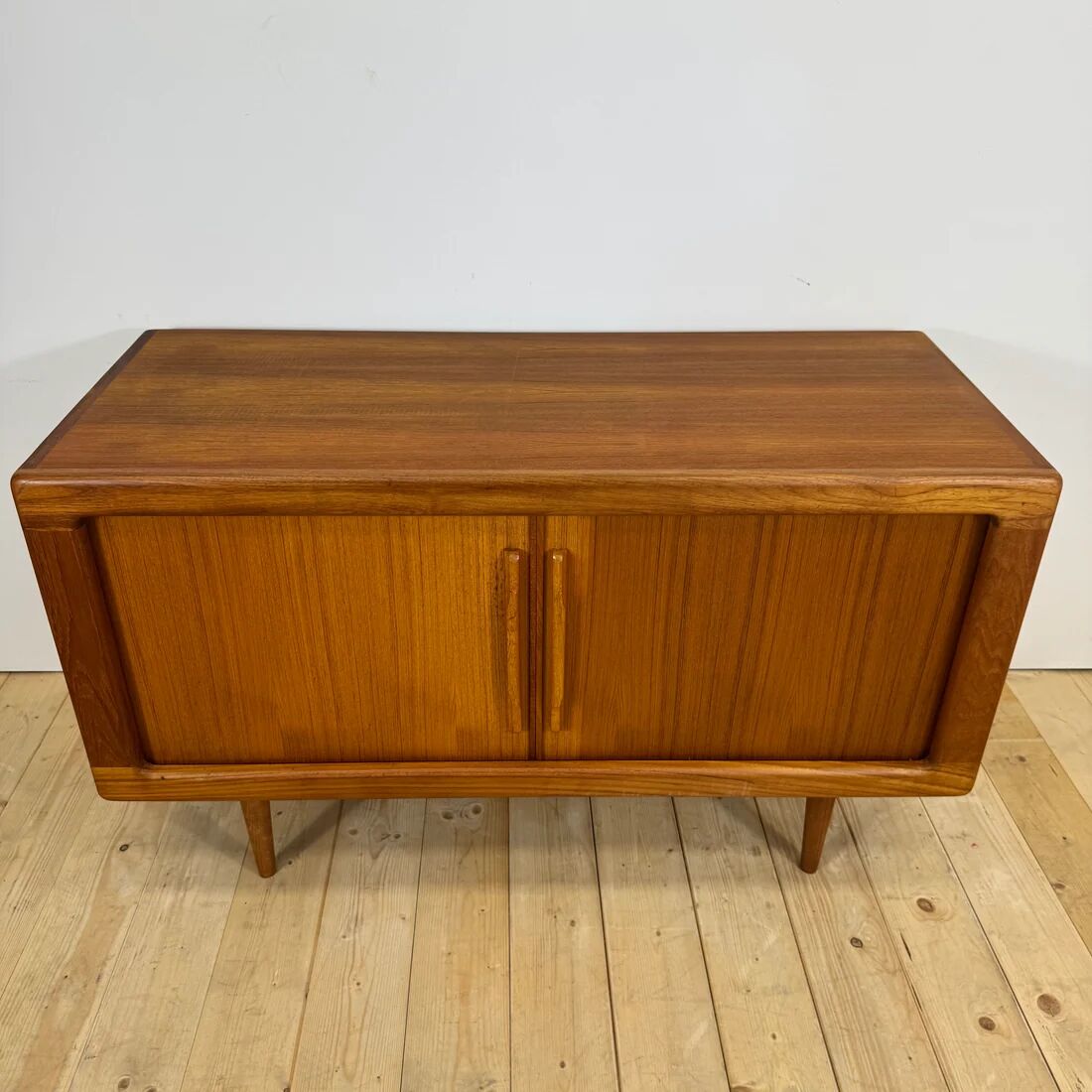 Dyrlund buffet in teak with sliding doors and interior drawers, Denmark 1960.