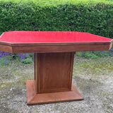 Art Deco dining table in wood and red Formica