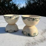 Set of Two Egg Cups in Old Earthenware