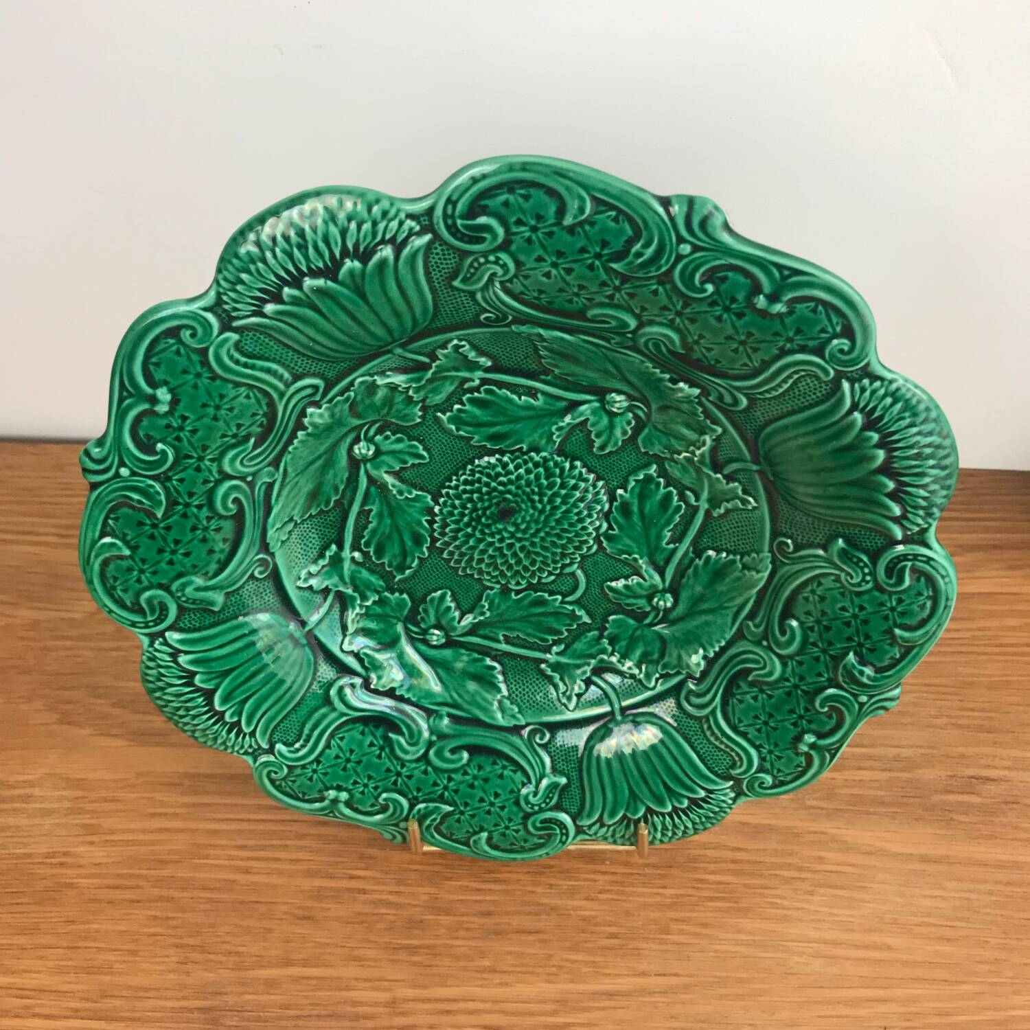 Rare very pretty plates/small dish in barbotine fine earthenware vaudranges