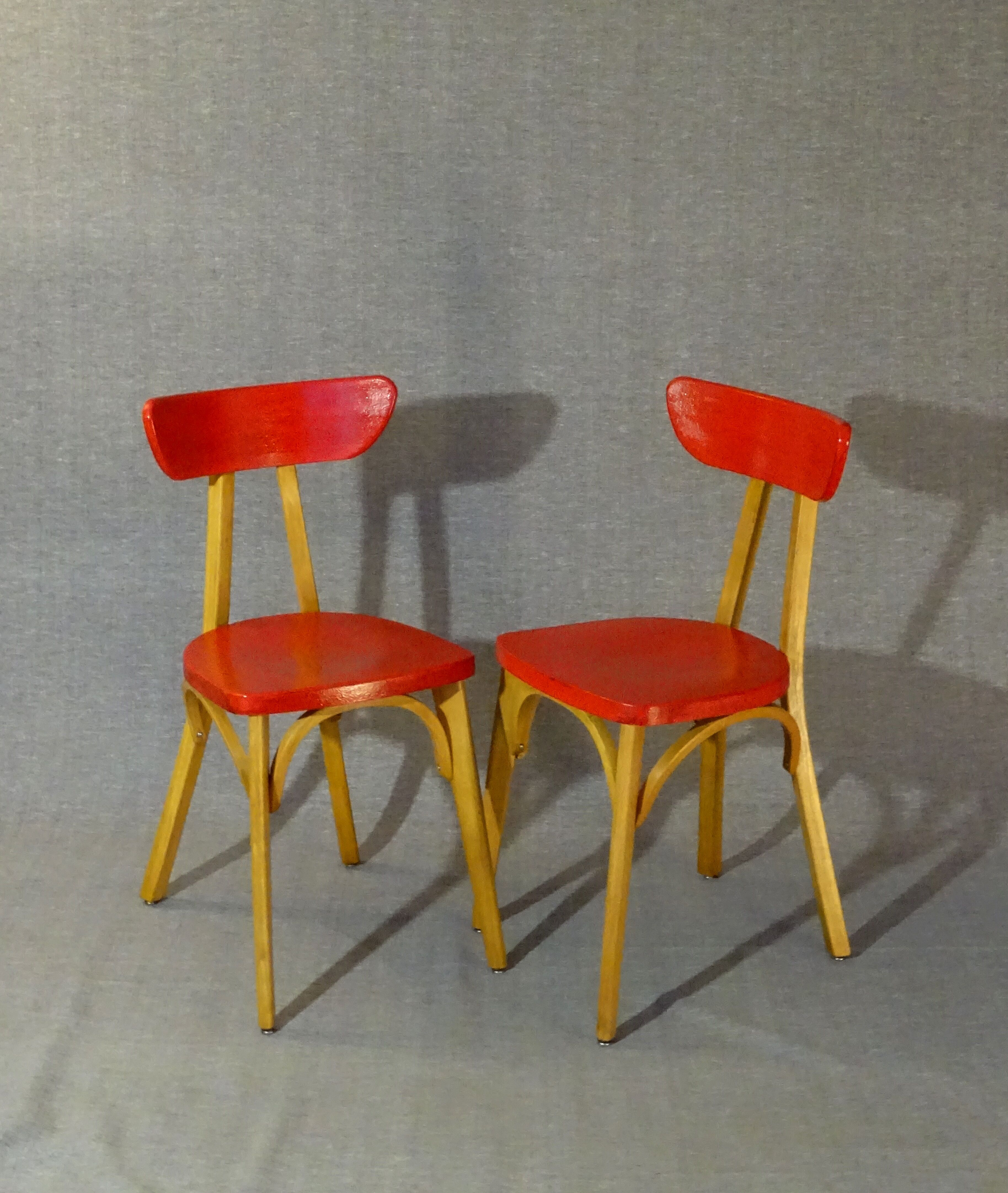 Set of 2 chairs Luterma "banana" 1955 vintage bistro