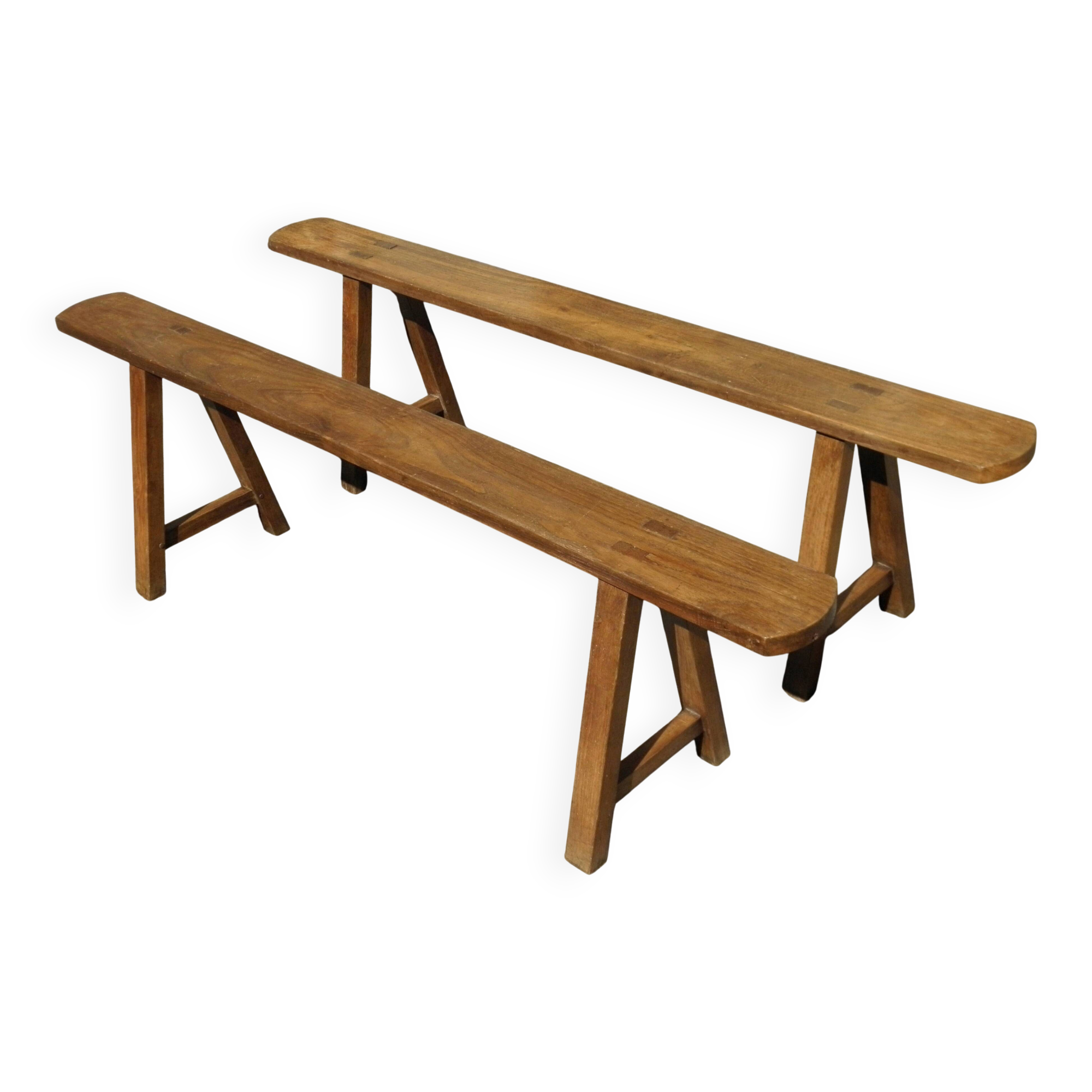 Pair of farmhouse benches 165 cm