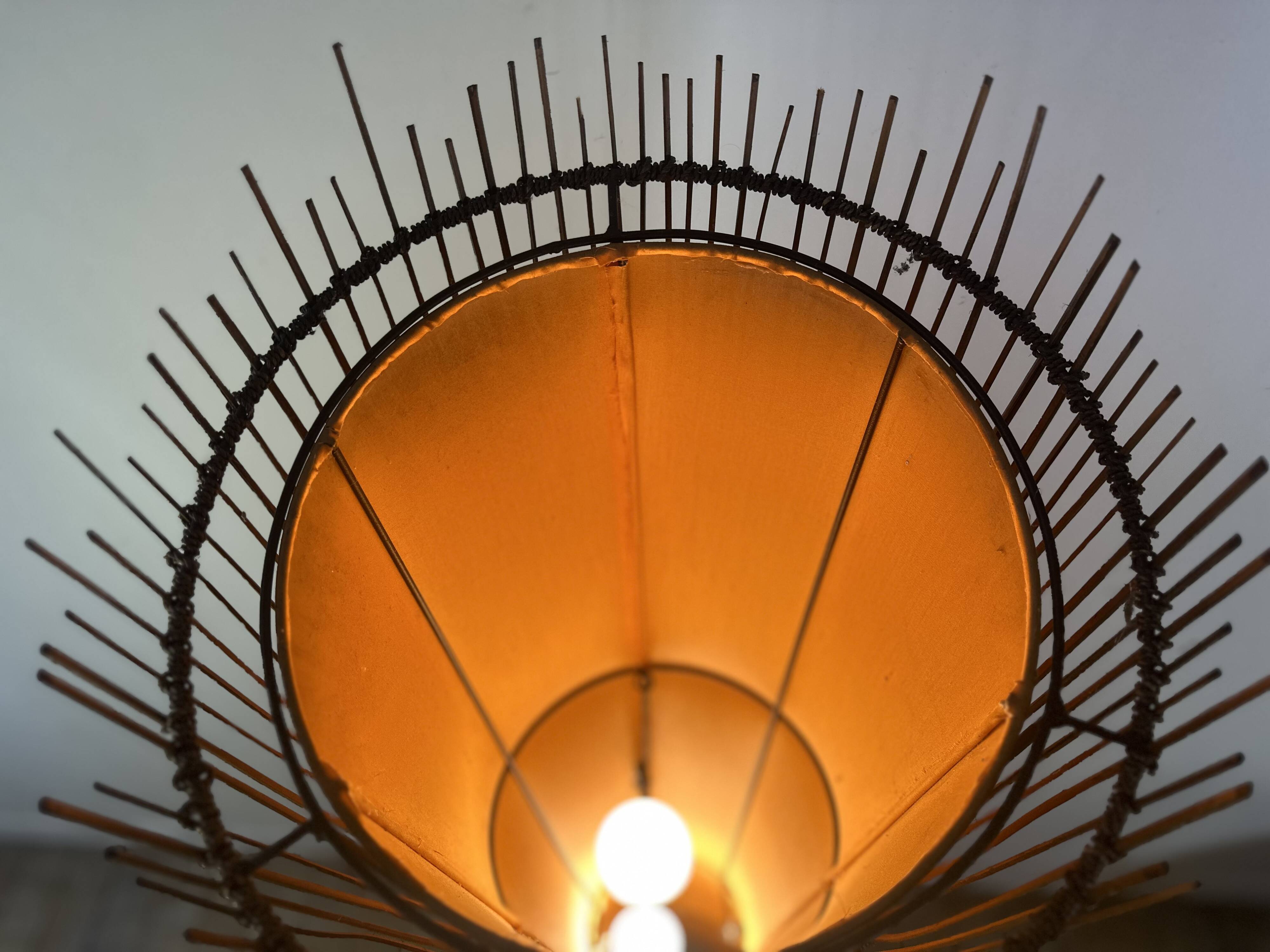 Kobe floor lamp metal and rattan 1990s Ht 170 cm