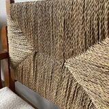 Pair of oak and straw armchairs, reconstruction style