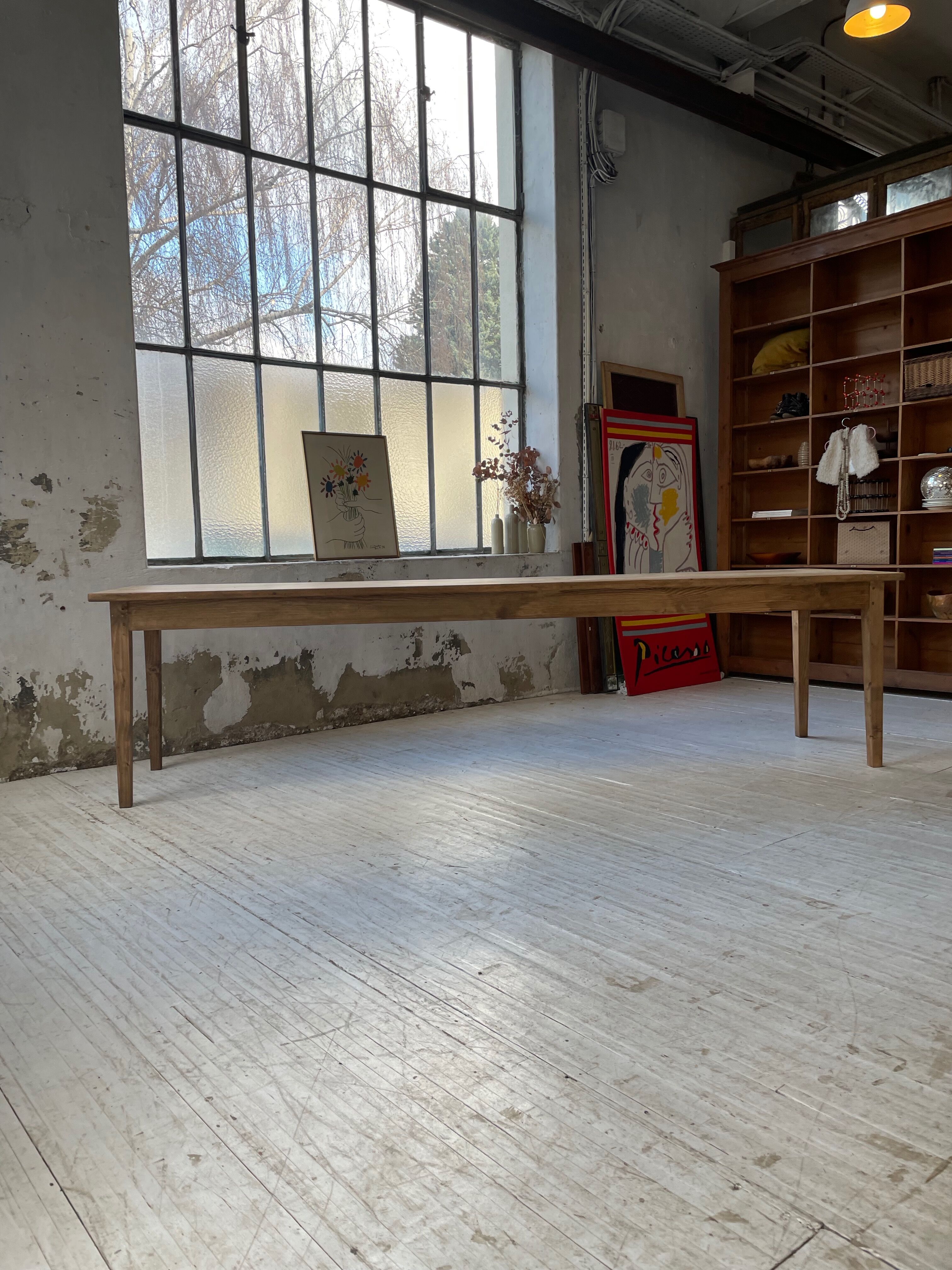 XL farmhouse table in beech and pine 3m