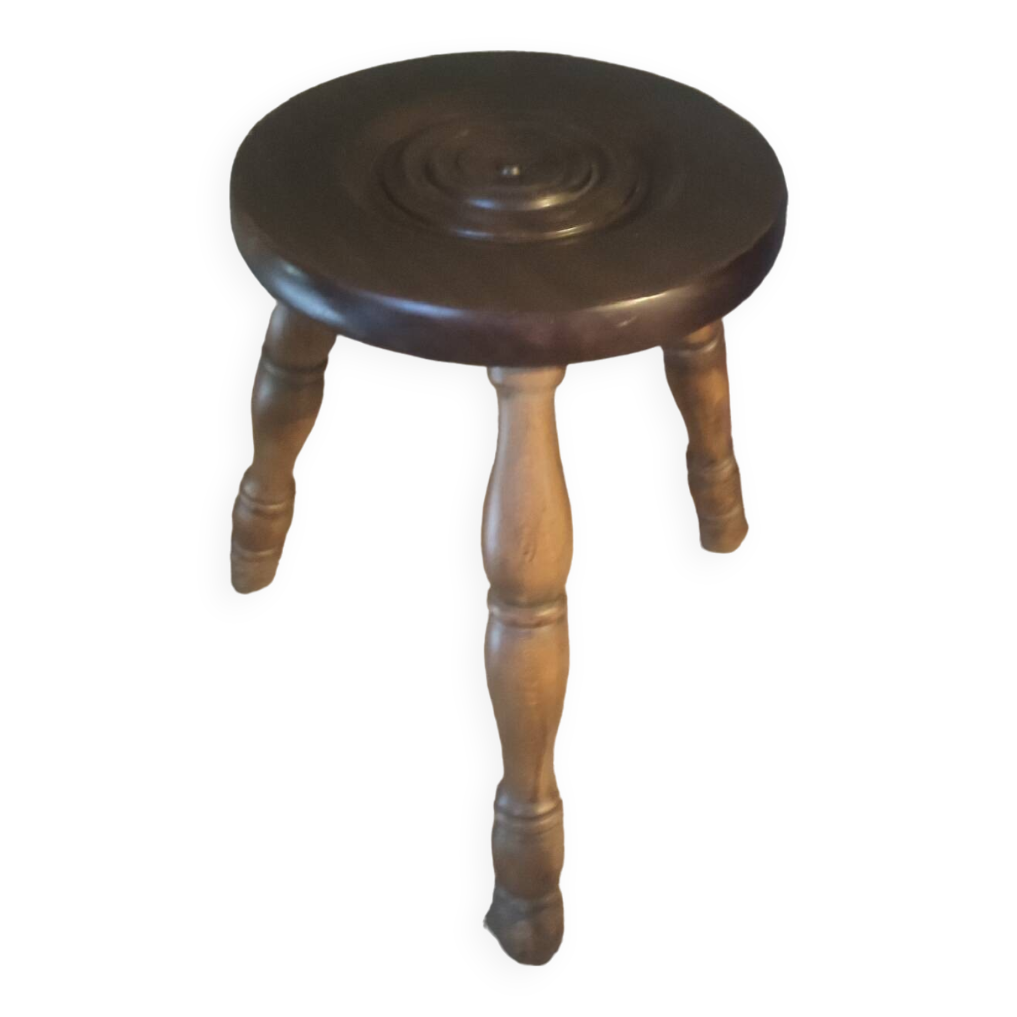 Vintage solid wood tripod stool