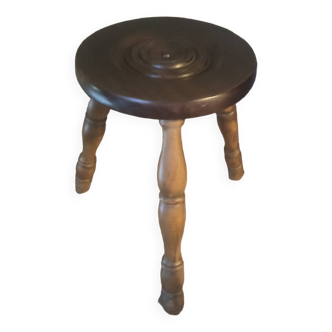 Vintage solid wood tripod stool