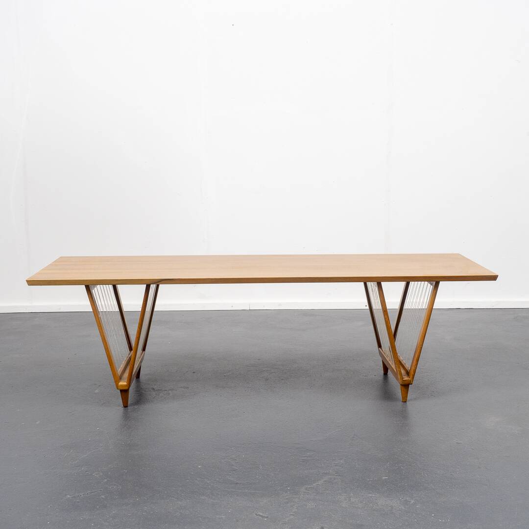 1950s coffee table, walnut, V-shaped legs, restored