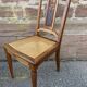 4 Art Deco walnut cane chairs 1930 French floral pattern