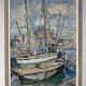 French School of the 20th Century, Sailboats in the Port of La Palma, Watercolour