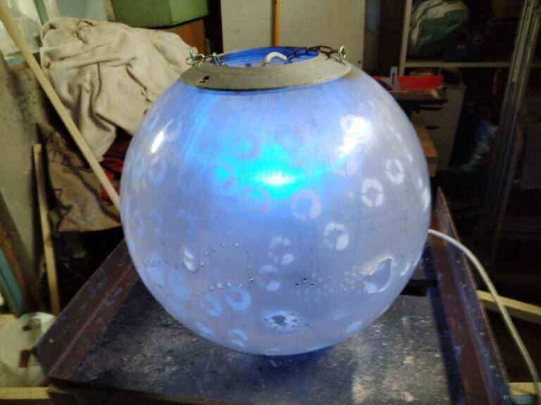 Ball lamp, unique piece created by an artist.