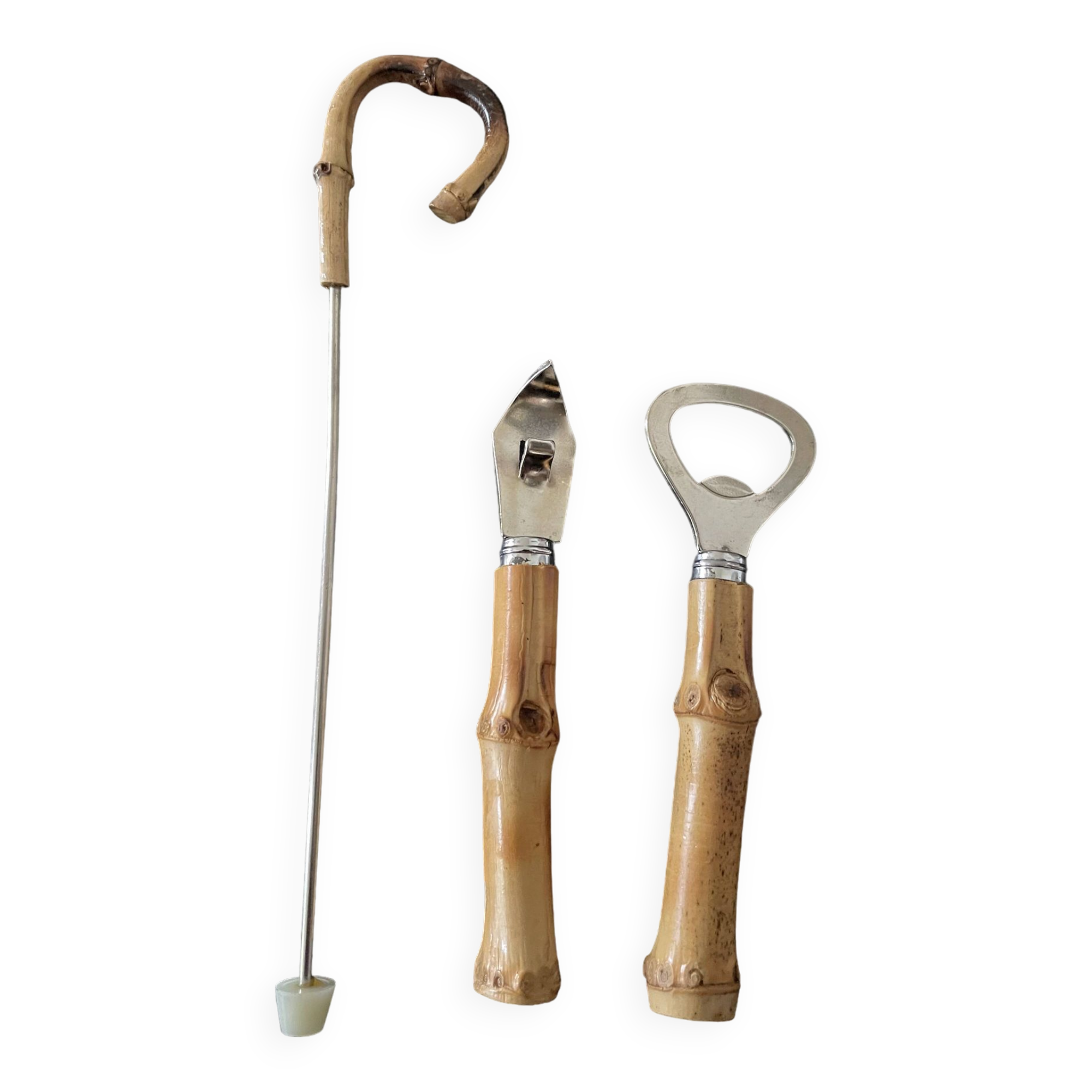Bamboo handle bottle opener serving cutlery
