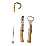 Couverts de service ouvre-bouteilles manches bambou