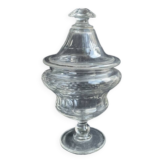 Drageoir with lid - Cut blown glass – 19th century