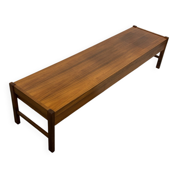 Buffet bas vintage avec tiroirs design en placage de noyer des années 70