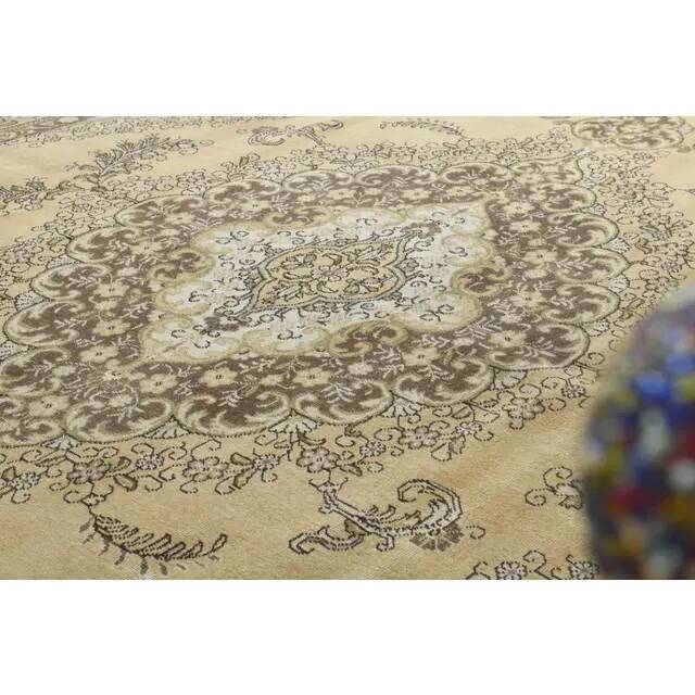 1970s Vintage Persian Handmade Wool Orange Area Rug 276x386