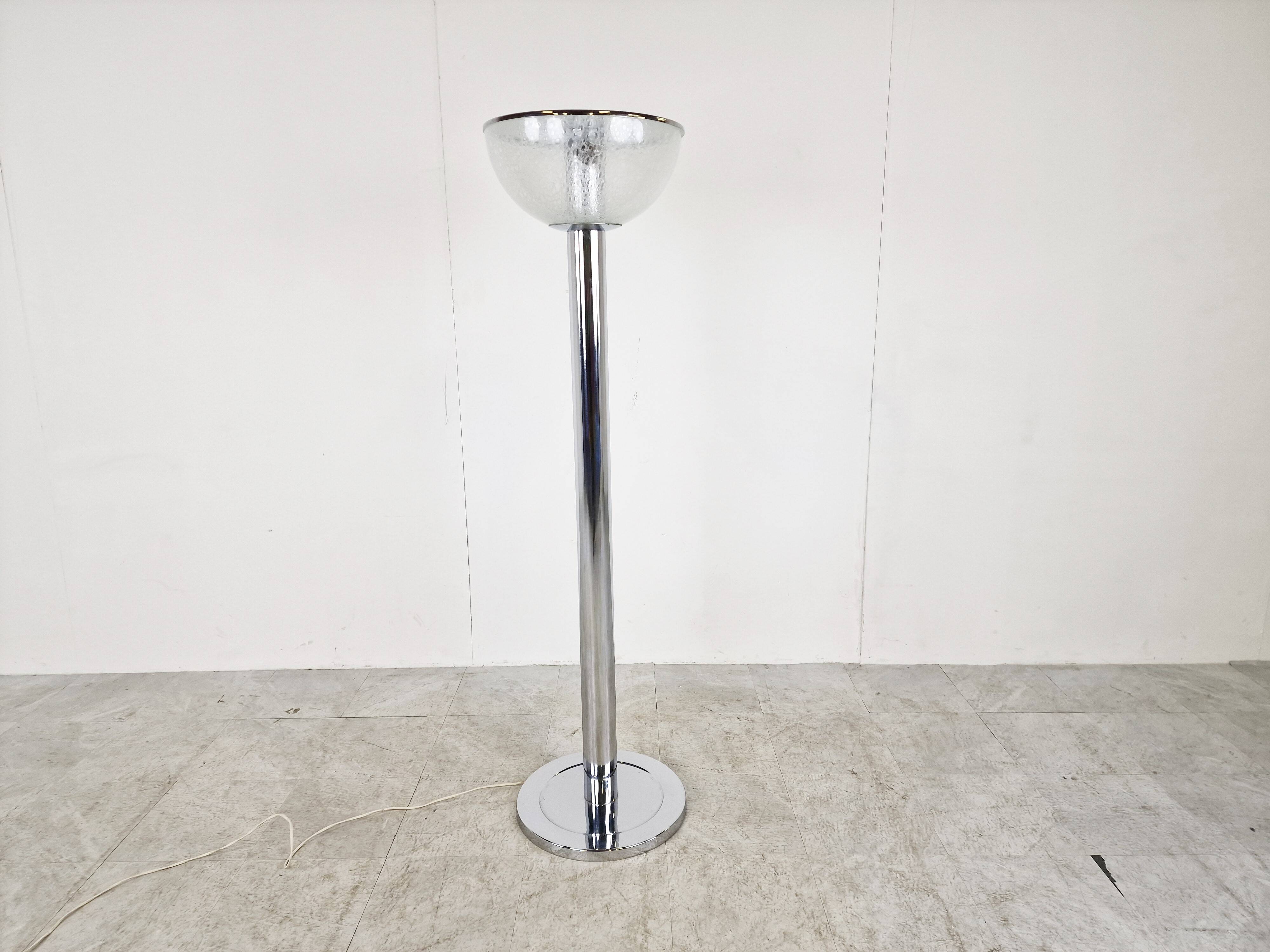 Vintage chrome and glass floor lamp, 1970s