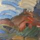 Original mid-century Swedish oil on canvas – “Scene” by Gösta Falck – vintage & framed – 73 × 64 cm