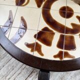 Round ceramic coffee table with “rooster” motif by Dan