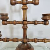 Large turned wooden candle holder, 1930s-40s